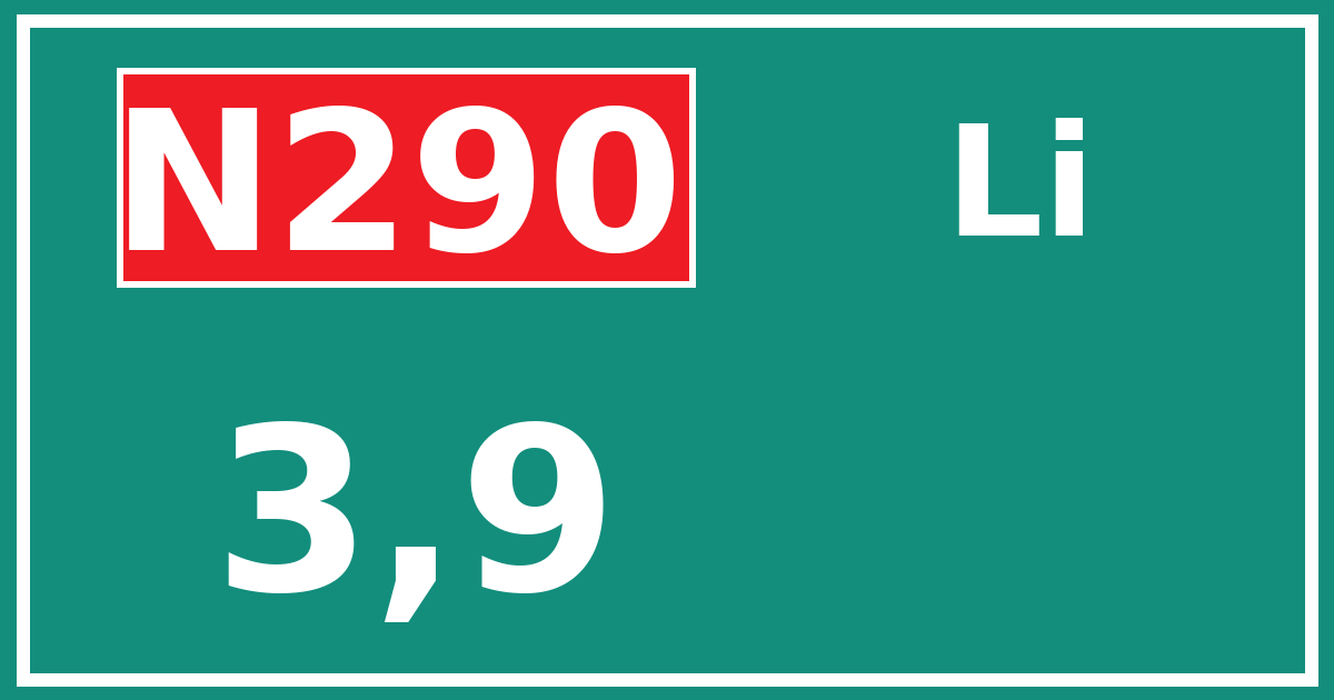 Hectometerbord N290 3,9 zijde Li