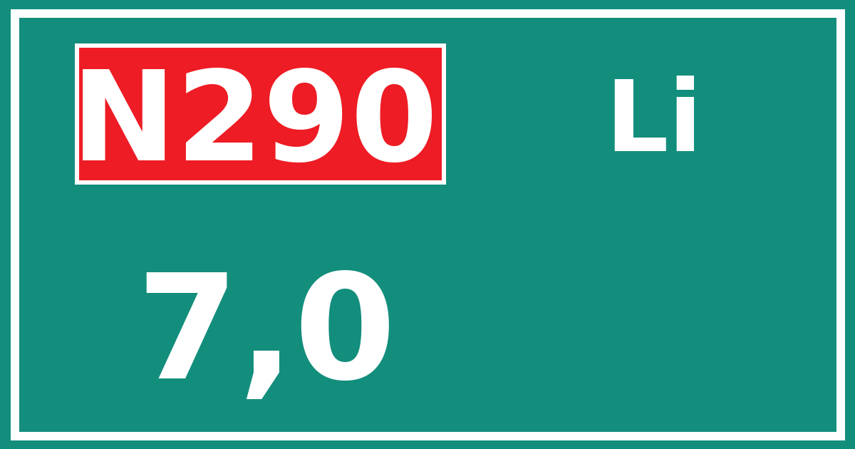 Hectometerbord N290 7,0 zijde Li