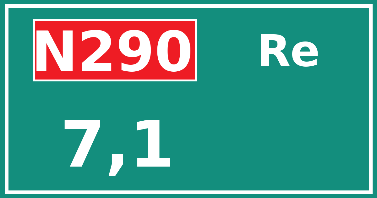 Hectometerbord N290 7,1 zijde Re