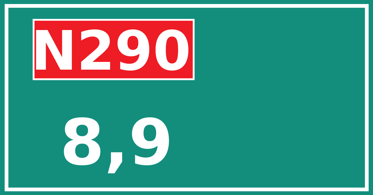 Hectometerbord N290 8,9