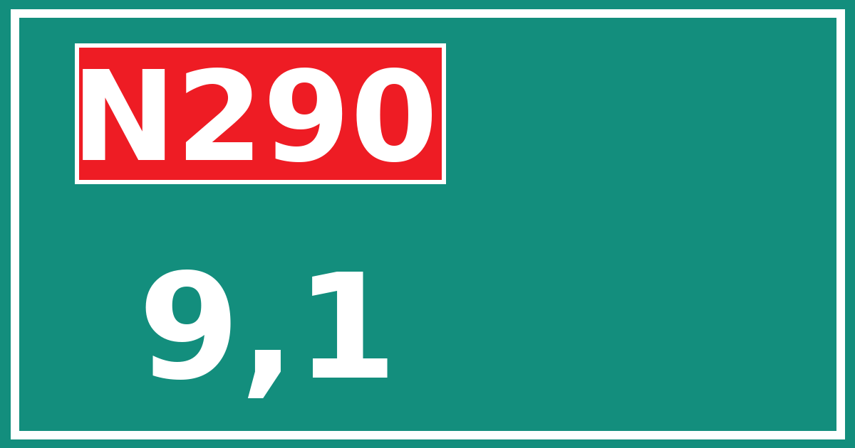 Hectometerbord N290 9,1