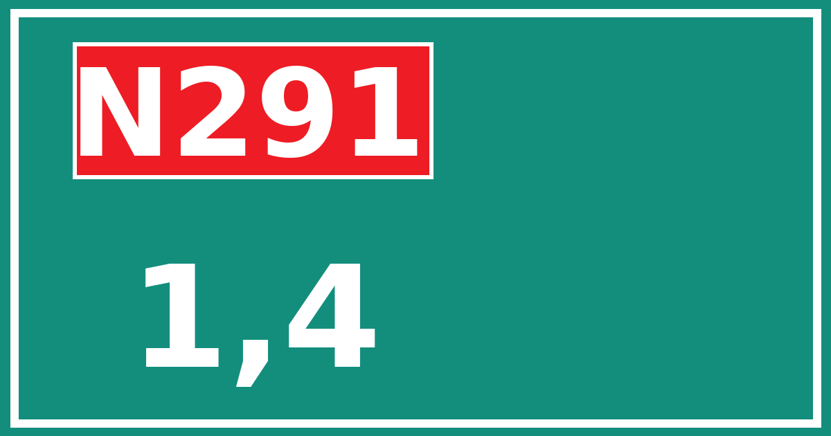Hectometerbord N291 1,4