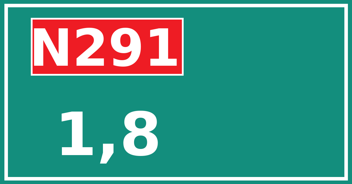 Hectometerbord N291 1,8