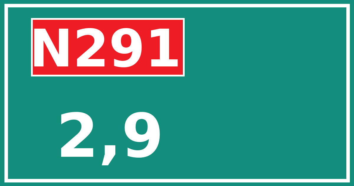 Hectometerbord N291 2,9