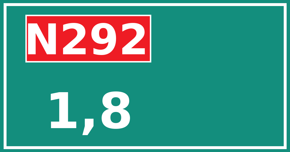 Hectometerbord N292 1,8