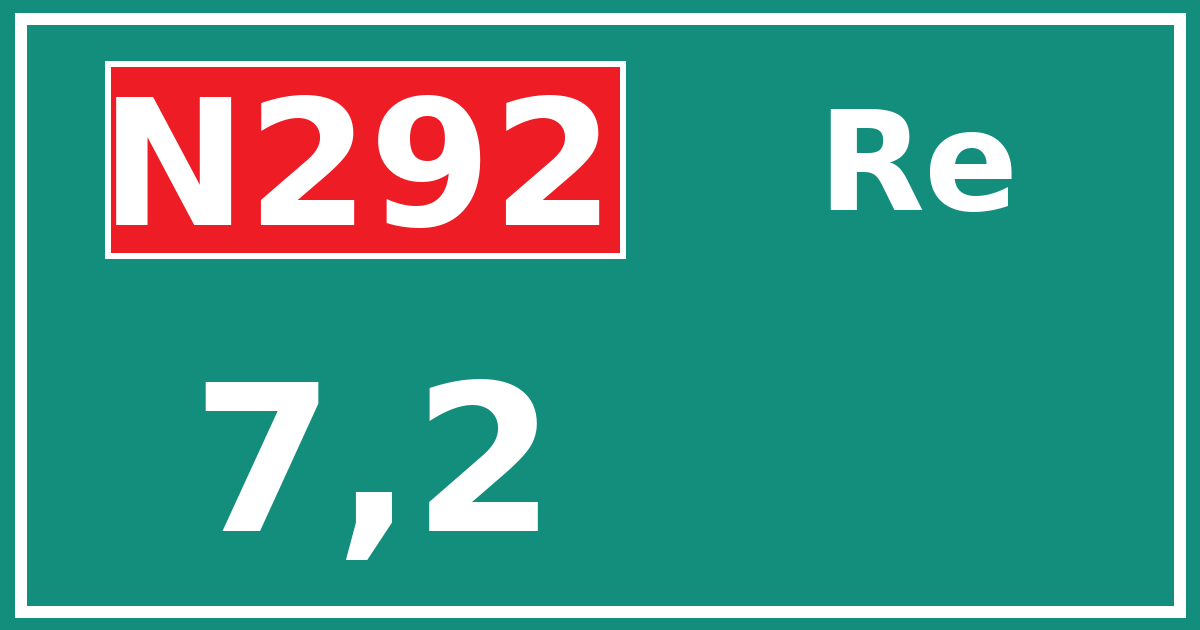 Hectometerbord N292 7,2 zijde Re