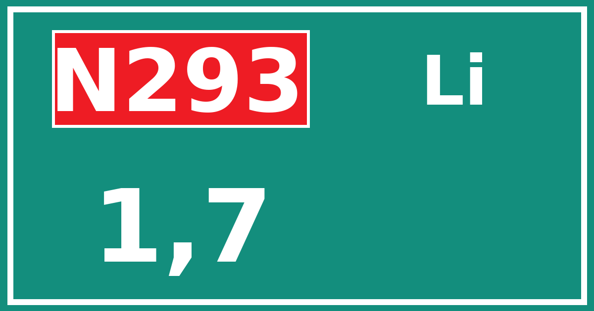 Hectometerbord N293 1,7 zijde Li