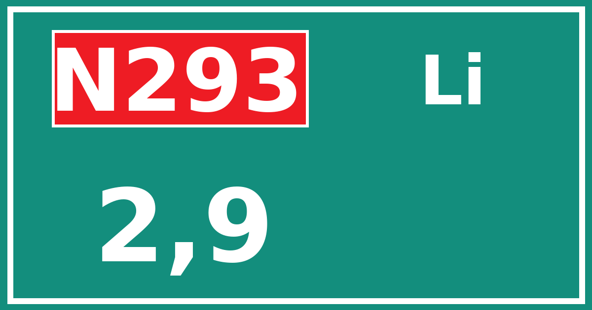 Hectometerbord N293 2,9 zijde Li