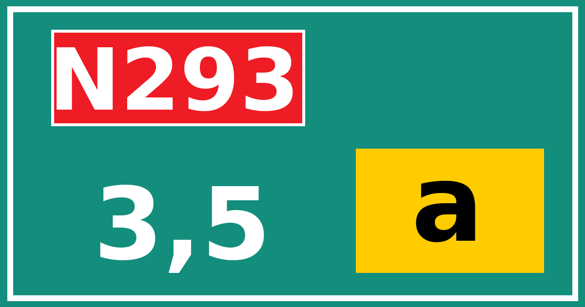 Hectometerbord N293 3,5 letter a