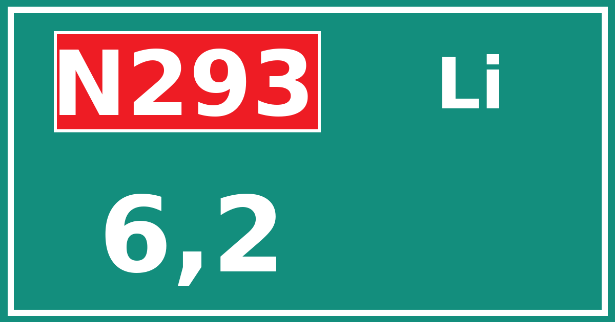 Hectometerbord N293 6,2 zijde Li