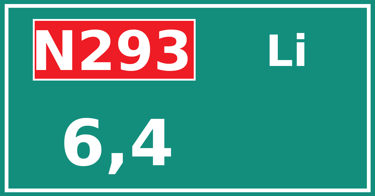 Hectometerbord N293 6,4 zijde Li