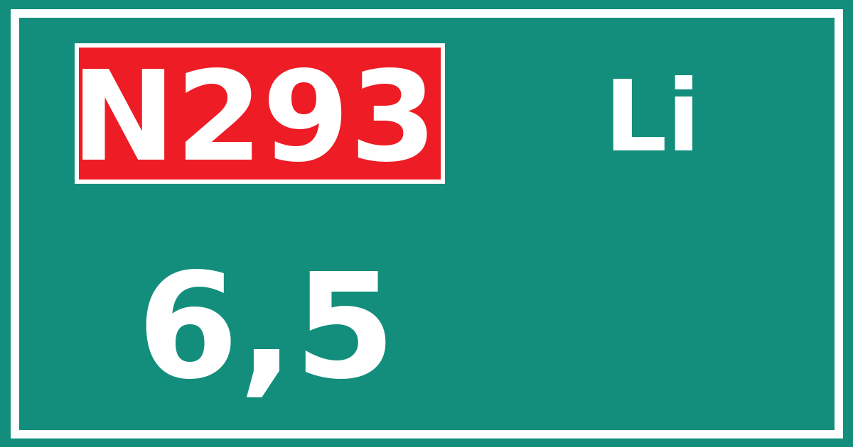 Hectometerbord N293 6,5 zijde Li