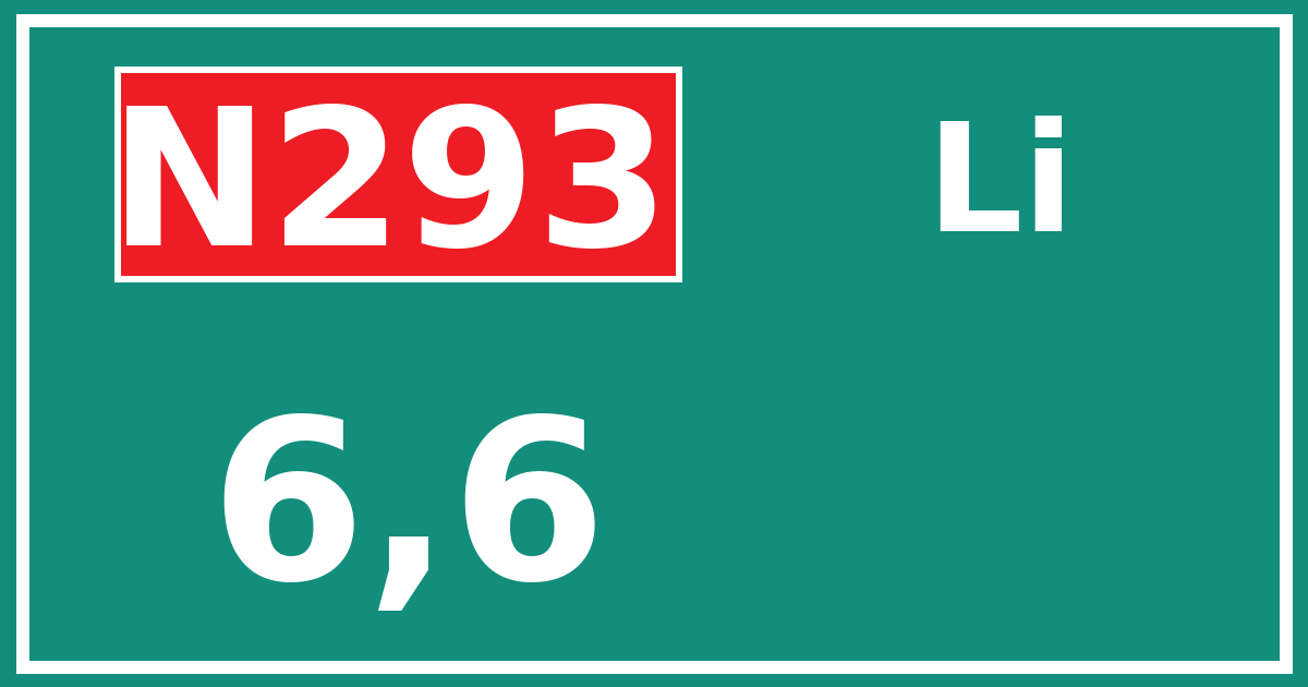 Hectometerbord N293 6,6 zijde Li