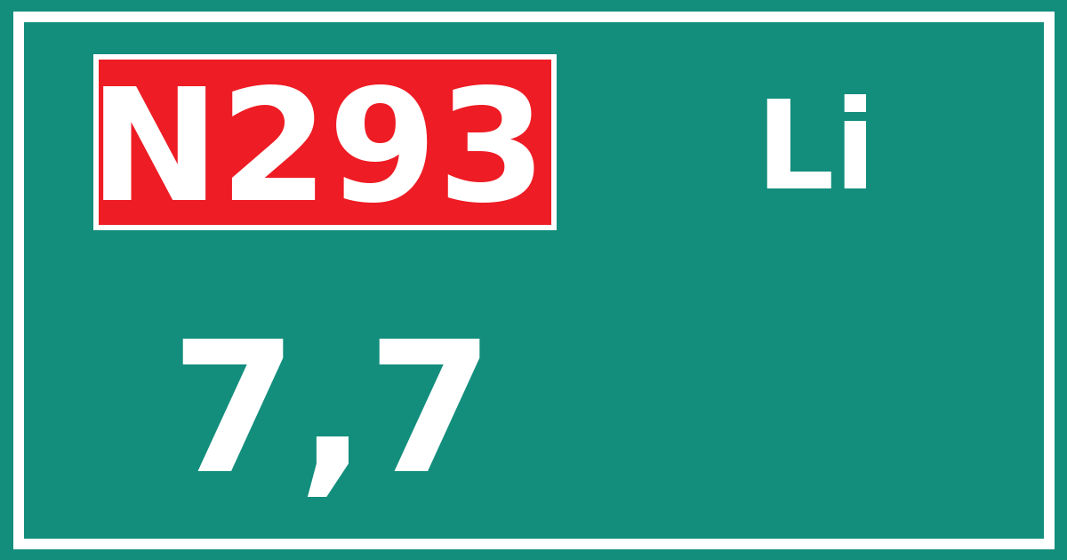 Hectometerbord N293 7,7 zijde Li