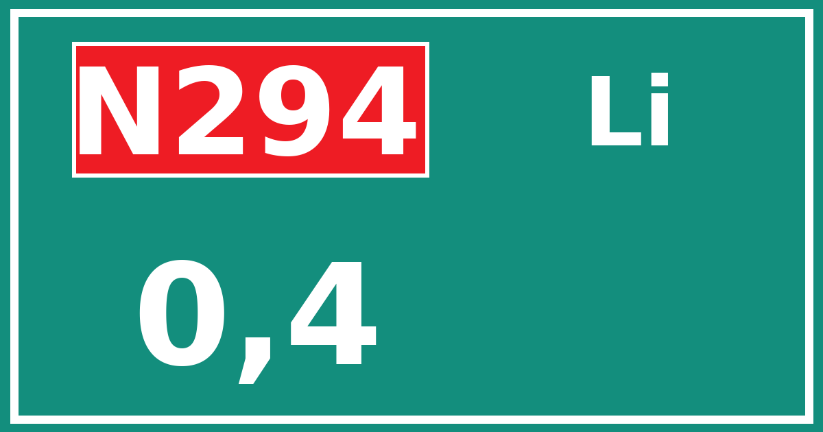 Hectometerbord N294 0,4 zijde Li