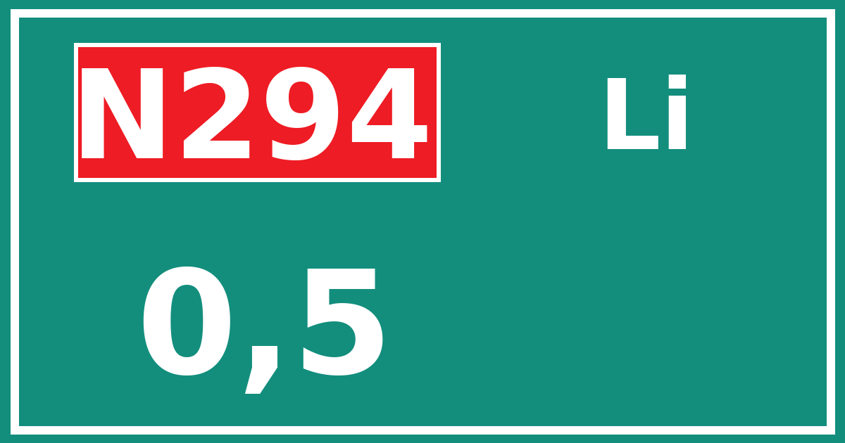 Hectometerbord N294 0,5 zijde Li