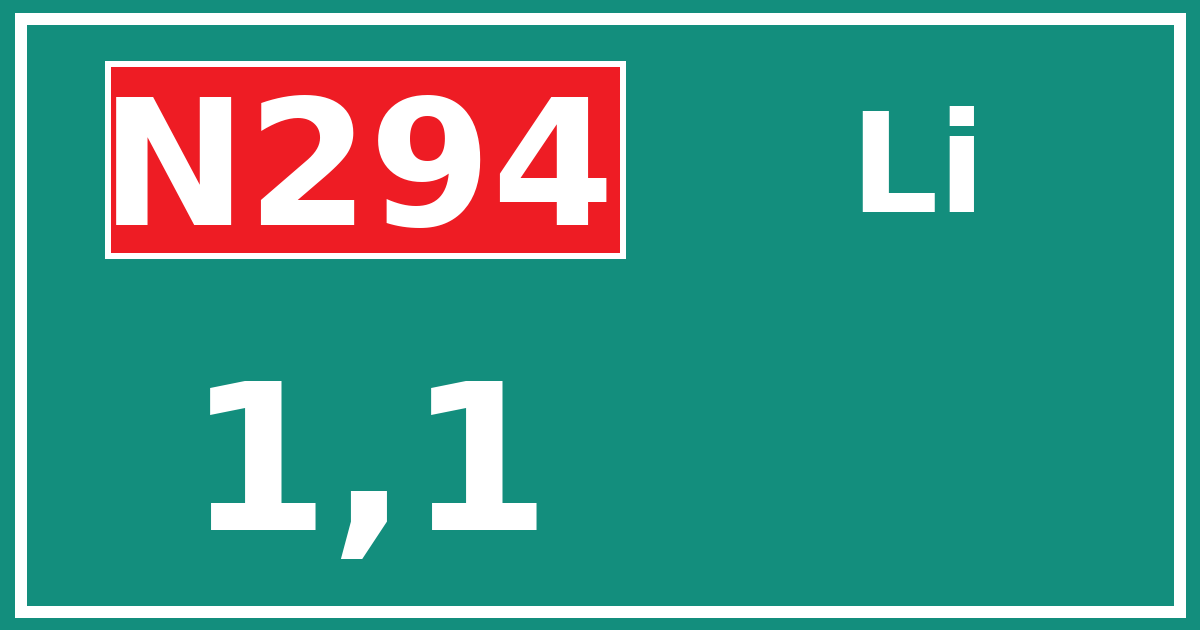 Hectometerbord N294 1,1 zijde Li