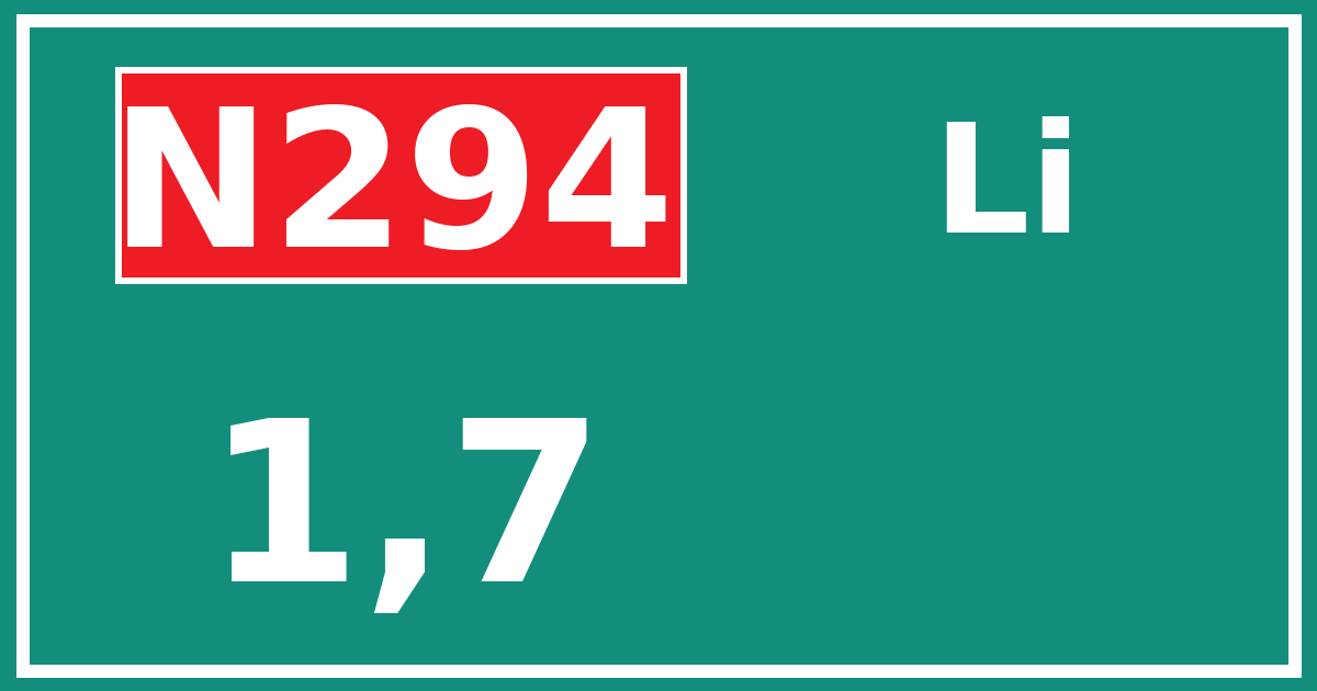 Hectometerbord N294 1,7 zijde Li