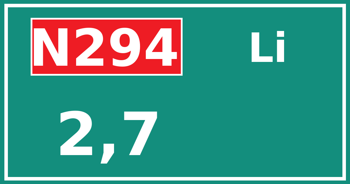Hectometerbord N294 2,7 zijde Li