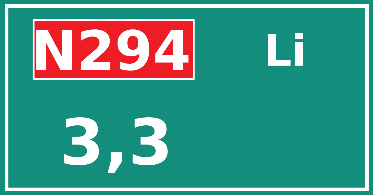 Hectometerbord N294 3,3 zijde Li