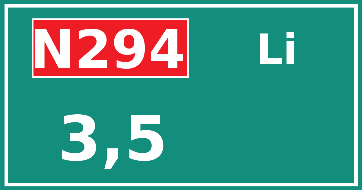 Hectometerbord N294 3,5 zijde Li