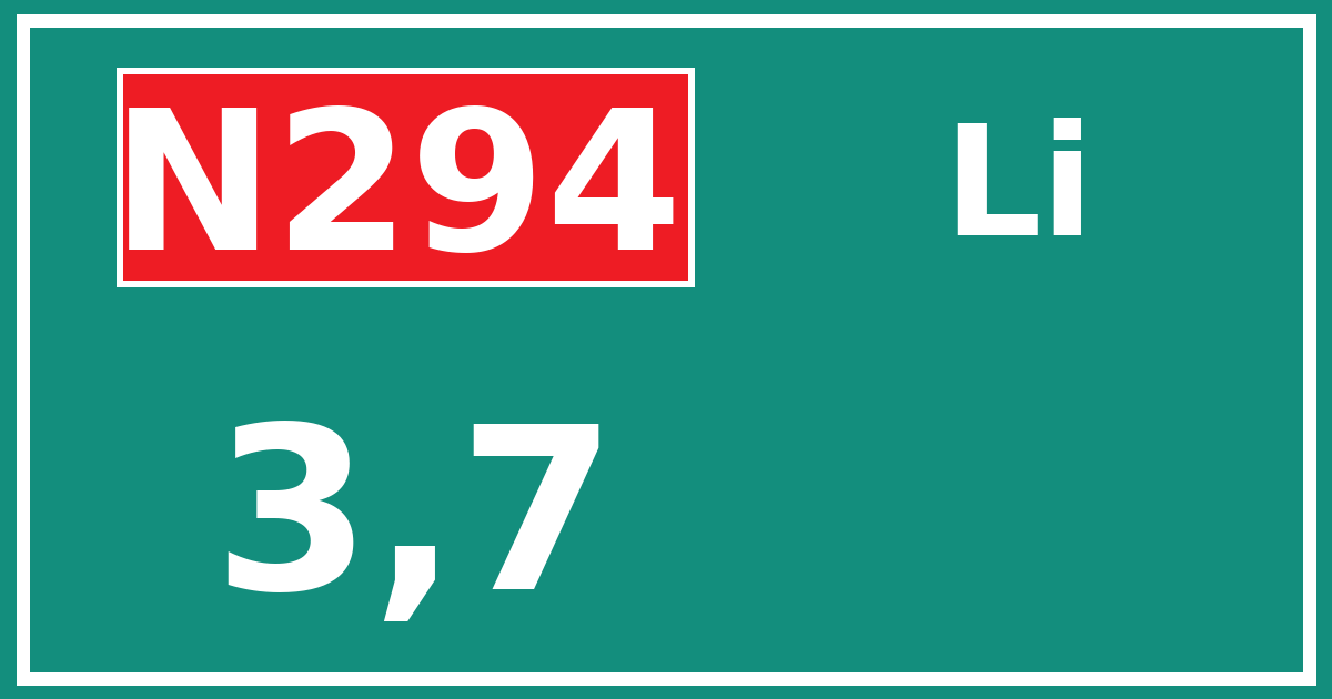 Hectometerbord N294 3,7 zijde Li