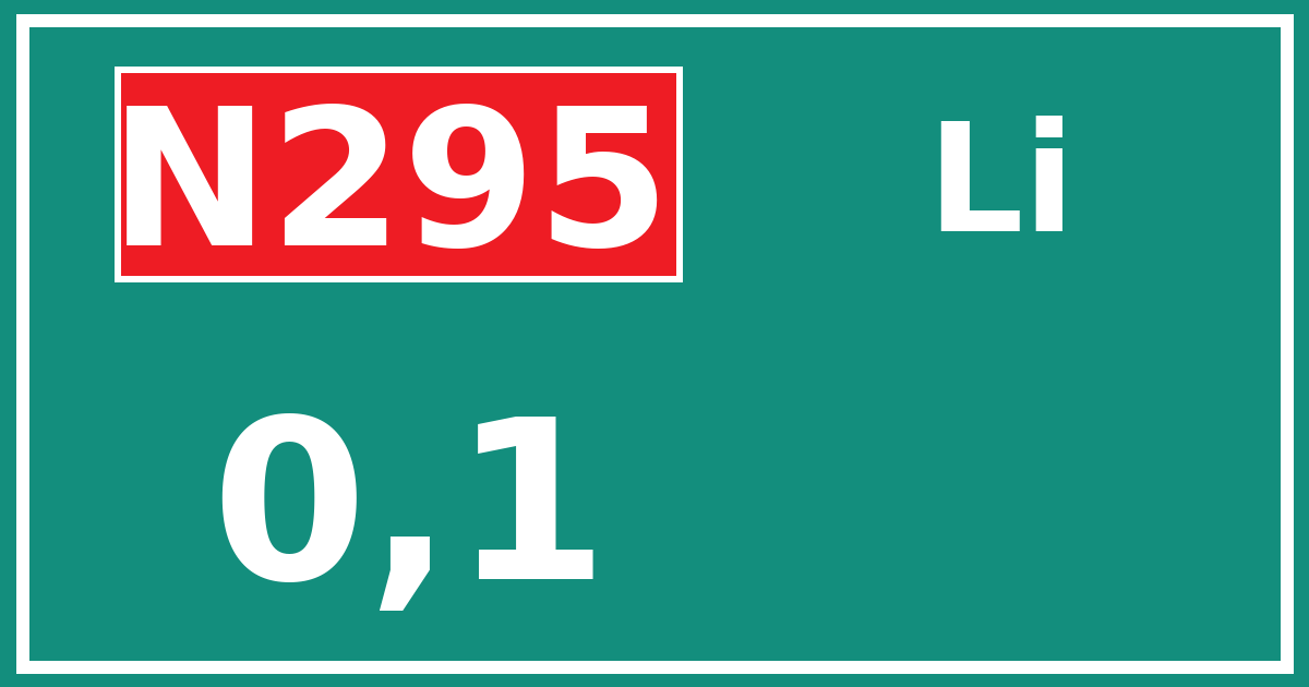 Hectometerbord N295 0,1 zijde Li