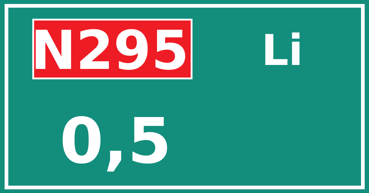 Hectometerbord N295 0,5 zijde Li