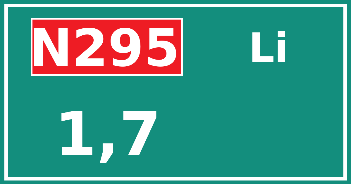 Hectometerbord N295 1,7 zijde Li