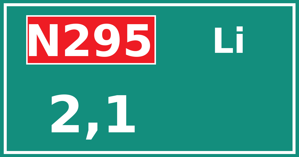Hectometerbord N295 2,1 zijde Li