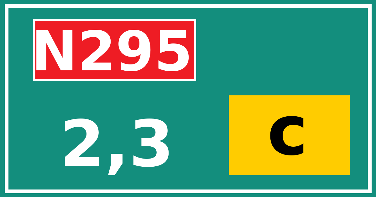 Hectometerbord N295 2,3 letter c
