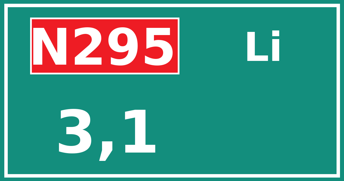 Hectometerbord N295 3,1 zijde Li