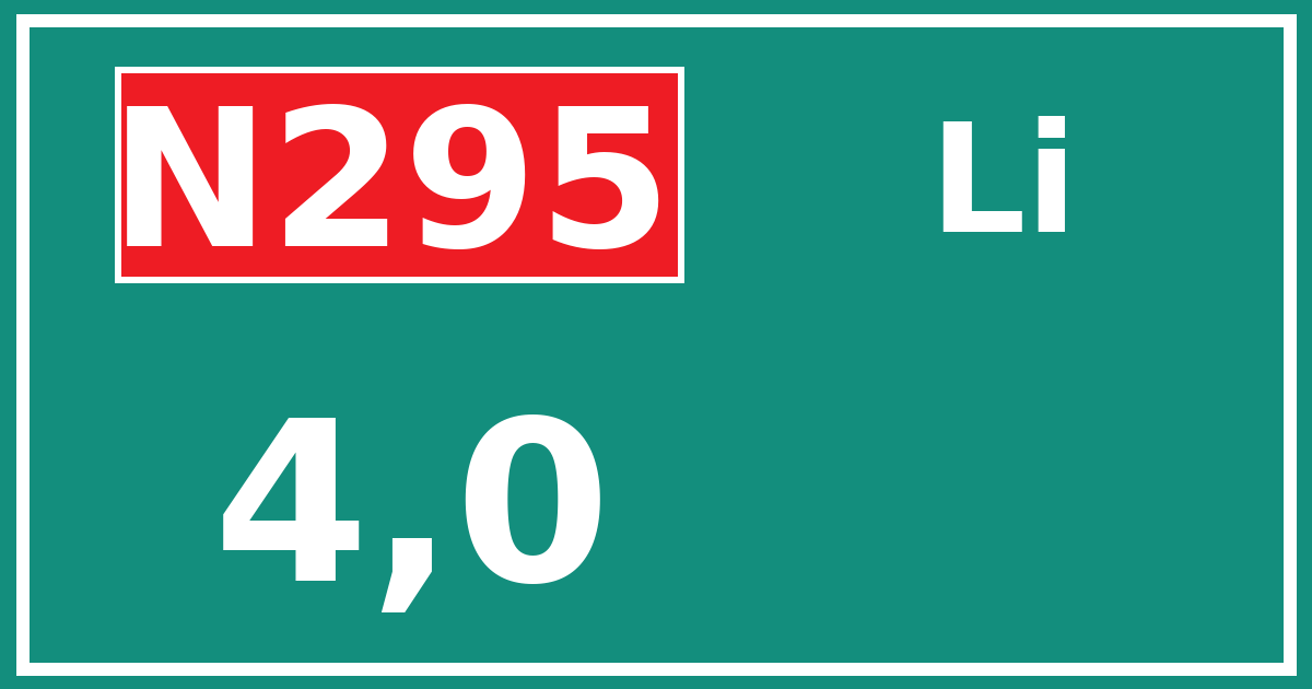 Hectometerbord N295 4,0 zijde Li