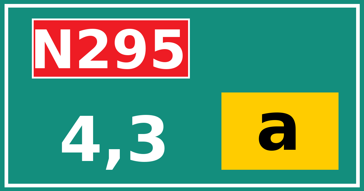 Hectometerbord N295 4,3 letter a