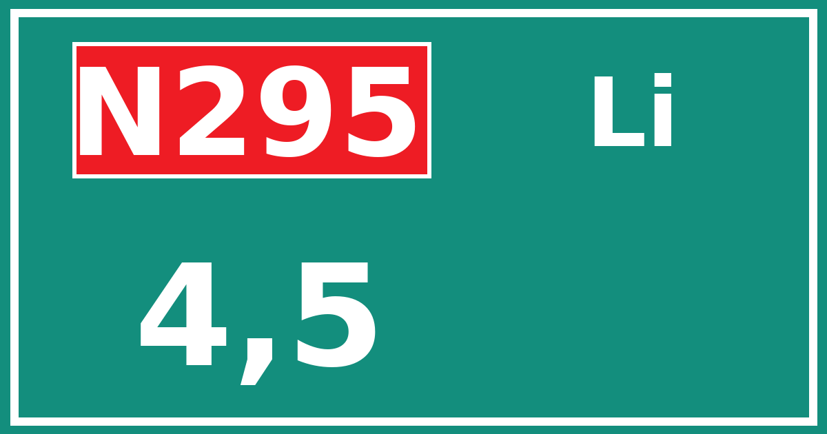 Hectometerbord N295 4,5 zijde Li