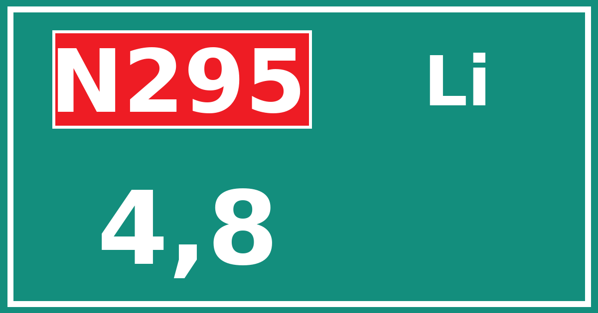 Hectometerbord N295 4,8 zijde Li