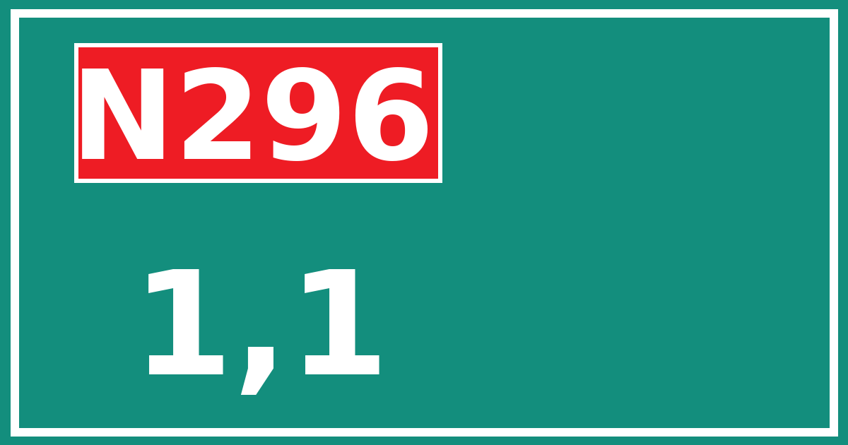 Hectometerbord N296 1,1