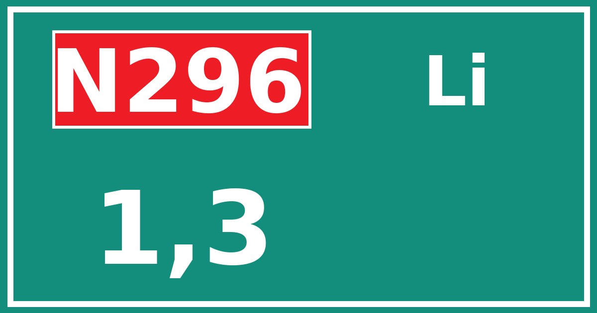Hectometerbord N296 1,3 zijde Li