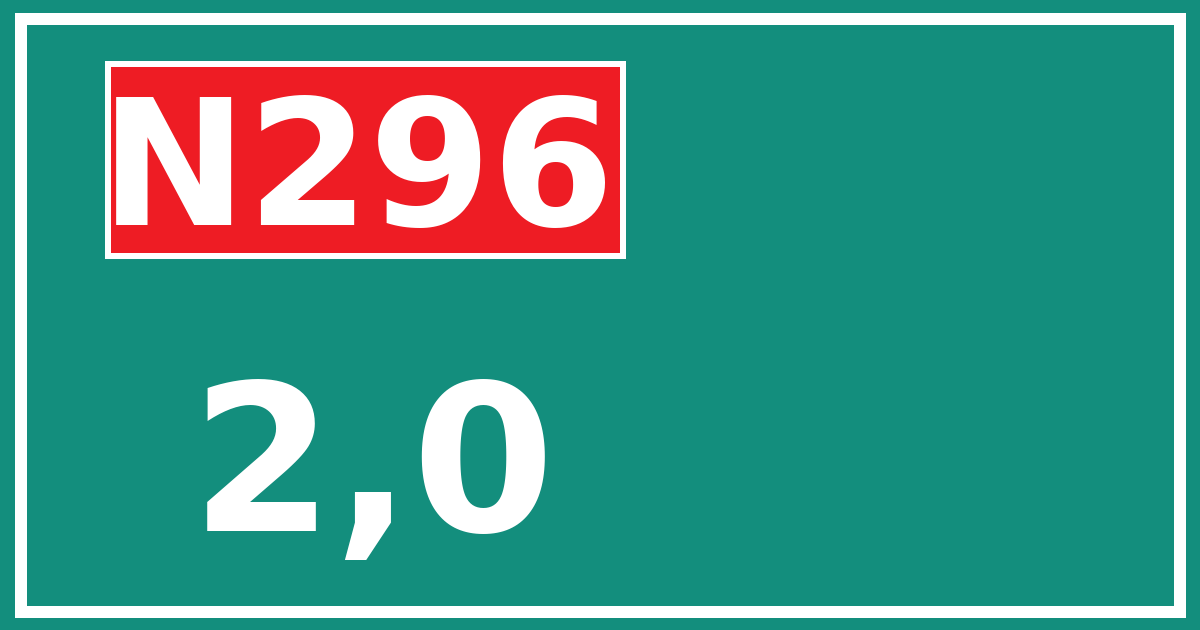 Hectometerbord N296 2,0