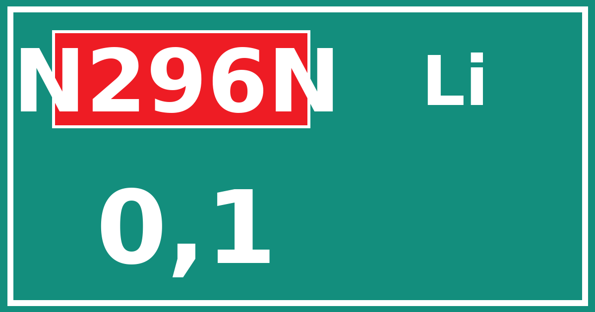 Hectometerbord N296N 0,1 zijde Li