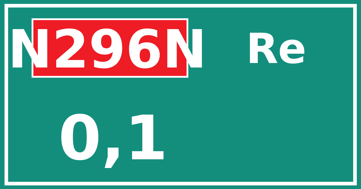 Hectometerbord N296N 0,1 zijde Re