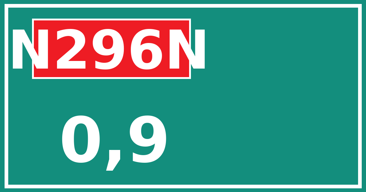 Hectometerbord N296N 0,9