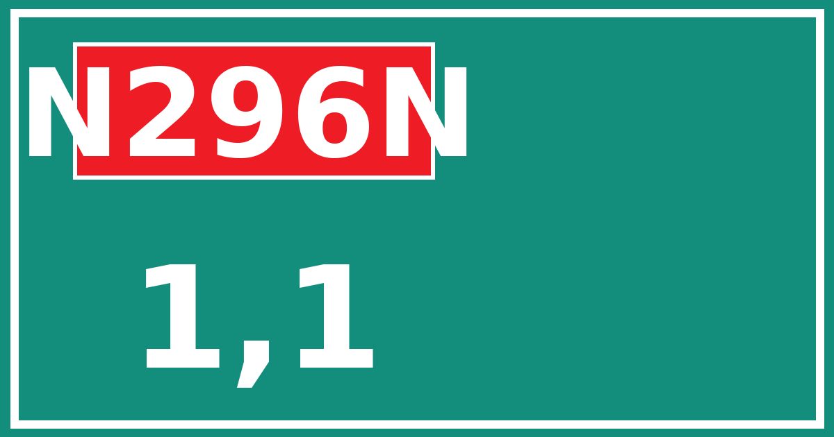 Hectometerbord N296N 1,1
