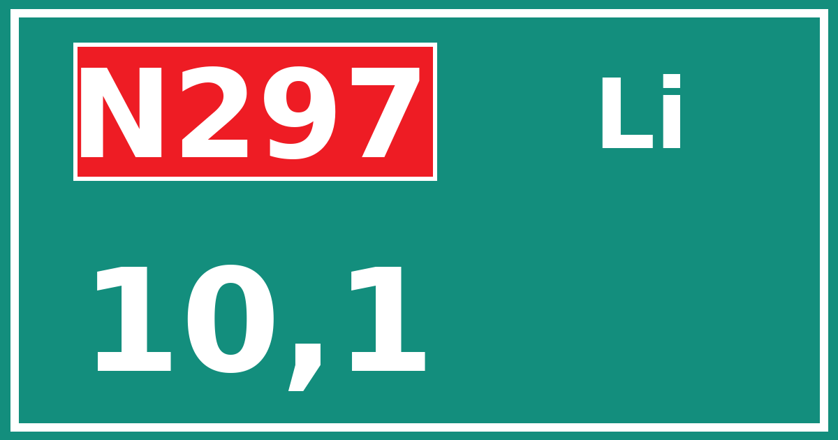 Hectometerbord N297 10,1 zijde Li