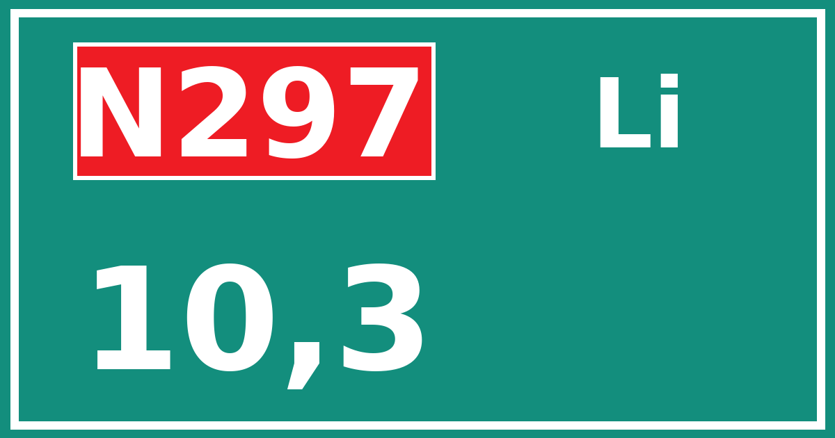 Hectometerbord N297 10,3 zijde Li