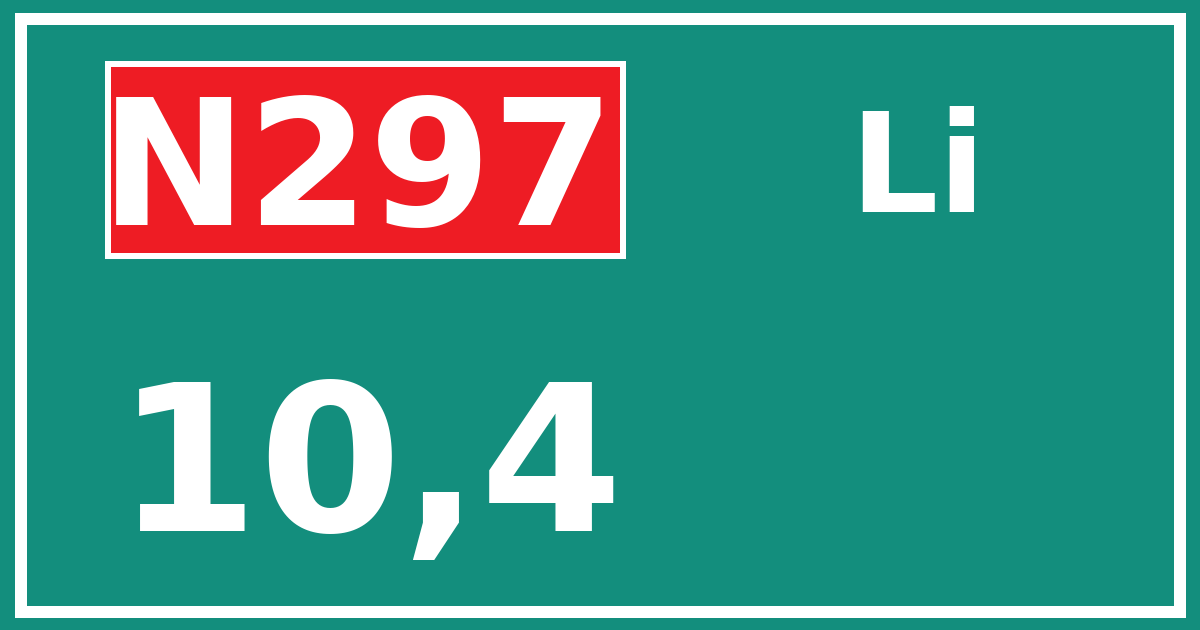 Hectometerbord N297 10,4 zijde Li