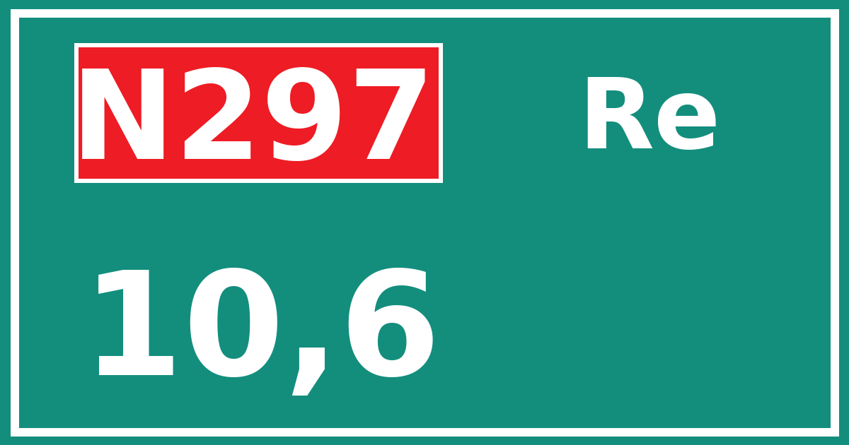 Hectometerbord N297 10,6 zijde Re