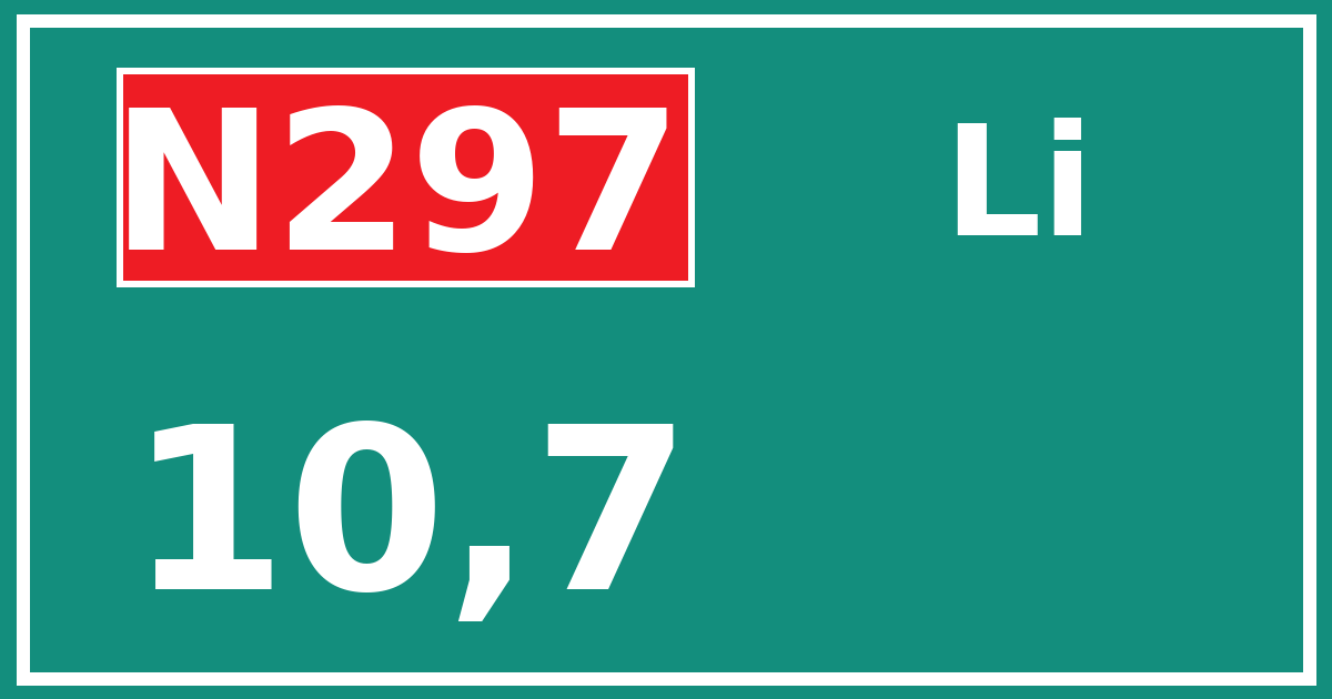 Hectometerbord N297 10,7 zijde Li