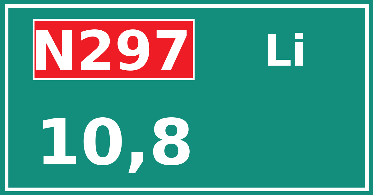 Hectometerbord N297 10,8 zijde Li