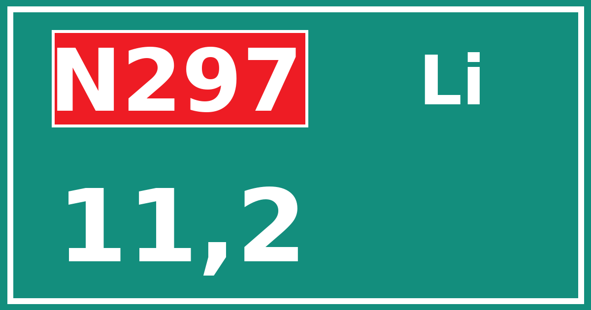 Hectometerbord N297 11,2 zijde Li